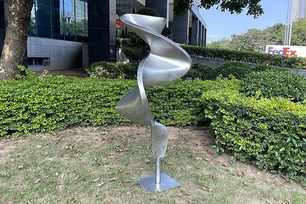 Contemporary Abstract Stainless Steel Twisting Sculpture for Outdoor Spaces